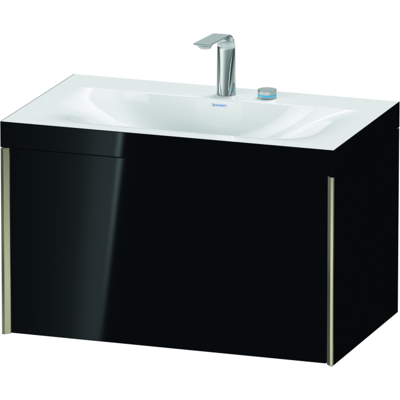 Duravit XViu Waschtisch-Unterschrank XV4610EB140C 80x48cm, 1 Auszug, 2 Hahnloch, champagner matt, Rahmen C, schwarz hochglanz Duravit XViu Waschtisch-Unterschrank XV4610EB140C 80x48cm, 1 Auszug, 2 Hahnloch, champagner matt, Rahmen C, schwarz hochglanz