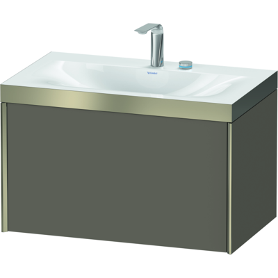 Duravit XViu Waschtisch-Unterschrank XV4610EB190P 80x48cm, 1 Auszug, 2 Hahnloch, champagner matt, Rahmen P, flannel grey seidenmatt Duravit XViu Waschtisch-Unterschrank XV4610EB190P 80x48cm, 1 Auszug, 2 Hahnloch, champagner matt, Rahmen P, flannel grey seidenmatt