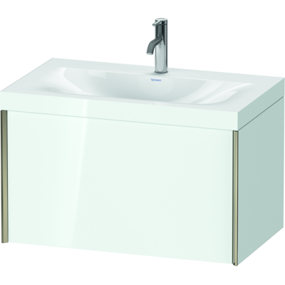 Duravit XViu Waschtisch-Unterschrank XV4610OB185C 80x48cm, 1 Auszug, 1 Hahnloch, champagner matt, Rahmen C, weiß hochglanz Duravit XViu Waschtisch-Unterschrank XV4610OB185C 80x48cm, 1 Auszug, 1 Hahnloch, champagner matt, Rahmen C, weiß hochglanz
