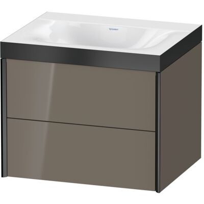 Duravit XViu Waschtisch-Unterschrank XV4614NB289P 60x48cm, 2 Schubkästen, ohne Hahnloch, schwarz matt, Rahmen P, flannel grey hochglanz Duravit XViu Waschtisch-Unterschrank XV4614NB289P 60x48cm, 2 Schubkästen, ohne Hahnloch, schwarz matt, Rahmen P, flannel grey hochglanz