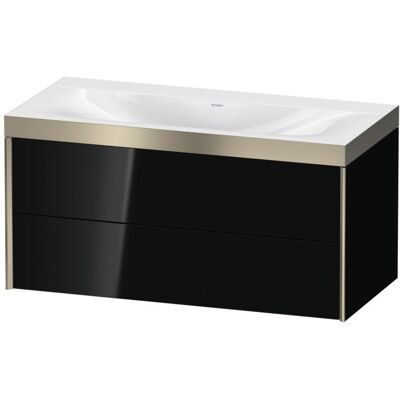 Duravit XViu Waschtisch-Unterschrank XV4616NB140P 100x48cm, 2 Schubkästen, ohne Hahnloch, champagner matt, Rahmen P, schwarz hochglanz Duravit XViu Waschtisch-Unterschrank XV4616NB140P 100x48cm, 2 Schubkästen, ohne Hahnloch, champagner matt, Rahmen P, schwarz hochglanz