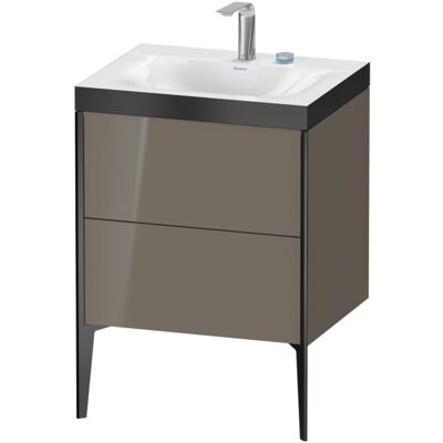 Duravit XViu Waschtisch-Unterschrank XV4709EB289P 60x48cm, 2 Auszüge, 2 Hahnlöcher, schwarz matt, Rahmen P, flannel grey hochglanz Duravit XViu Waschtisch-Unterschrank XV4709EB289P 60x48cm, 2 Auszüge, 2 Hahnlöcher, schwarz matt, Rahmen P, flannel grey hochglanz
