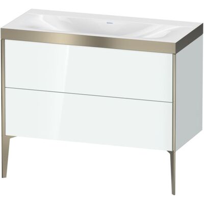 Duravit XViu Waschtisch-Unterschrank XV4711NB185P 100x48cm, 2 Auszüge, ohne Hahnloch, champagner matt, Rahmen P, weiß hochglanz Duravit XViu Waschtisch-Unterschrank XV4711NB185P 100x48cm, 2 Auszüge, ohne Hahnloch, champagner matt, Rahmen P, weiß hochglanz