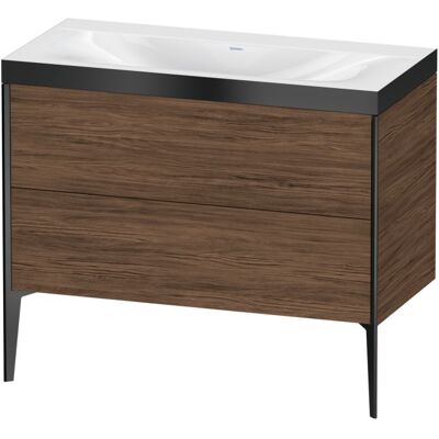 Duravit Nussbaum dunkel Wandmontiertes Waschtisch-Set mit 2 Schubladen - Bodenstehend, 1000x480mm Duravit Nussbaum dunkel Wandmontiertes Waschtisch-Set mit 2 Schubladen - Bodenstehend, 1000x480mm
