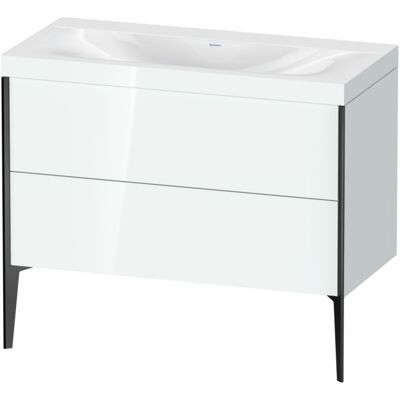 Duravit XViu Waschtisch-Unterschrank XV4711NB285C 100x48cm, 2 Auszüge, ohne Hahnloch, schwarz matt, Rahmen C, weiß hochglanz Duravit XViu Waschtisch-Unterschrank XV4711NB285C 100x48cm, 2 Auszüge, ohne Hahnloch, schwarz matt, Rahmen C, weiß hochglanz