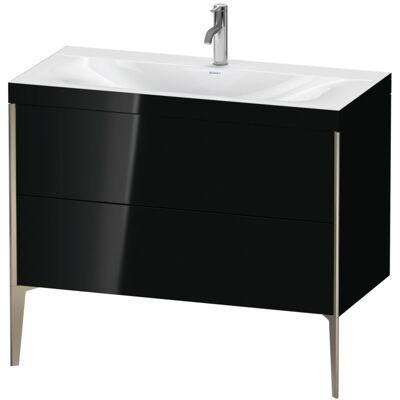 Duravit Xviu C-Bonded Set Waschbecken mit 2 Schubladen - Schwarz Hochglanz/Champagner Matt - C-Rahmen Duravit Xviu C-Bonded Set Waschbecken mit 2 Schubladen - Schwarz Hochglanz/Champagner Matt - C-Rahmen