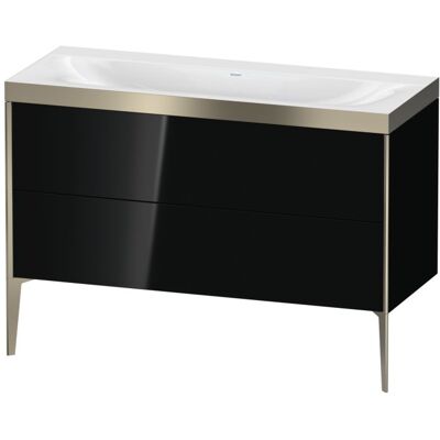 Duravit XViu Waschtisch-Unterschrank XV4712NB140P 120x48cm, 2 Schubkästen, ohne Hahnloch, champagner matt, Rahmen P, schwarz hochglanz Duravit XViu Waschtisch-Unterschrank XV4712NB140P 120x48cm, 2 Schubkästen, ohne Hahnloch, champagner matt, Rahmen P, schwarz hochglanz