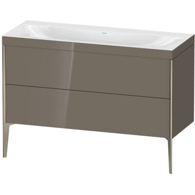 Duravit XViu Waschtisch-Unterschrank XV4712NB189C 120x48cm, 2 Schubkästen, ohne Hahnloch, champagner matt, Rahmen C, flannel grey hochglanz Duravit XViu Waschtisch-Unterschrank XV4712NB189C 120x48cm, 2 Schubkästen, ohne Hahnloch, champagner matt, Rahmen C, flannel grey hochglanz