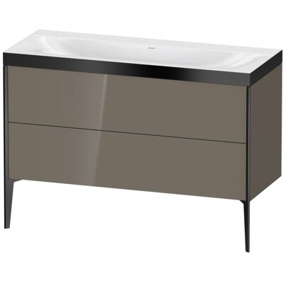 Duravit XViu Waschtisch-Unterschrank XV4712NB289P 120x48cm, 2 Schubkästen, ohne Hahnloch, schwarz matt, Rahmen P, flannel grey hochglanz Duravit XViu Waschtisch-Unterschrank XV4712NB289P 120x48cm, 2 Schubkästen, ohne Hahnloch, schwarz matt, Rahmen P, flannel grey hochglanz