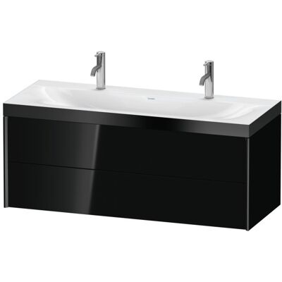 Duravit Wandhängendes Doppelwaschbecken Set - Schwarz Hochglanz - 2 Schubladen, Ohne Überlauf Duravit Wandhängendes Doppelwaschbecken Set - Schwarz Hochglanz - 2 Schubladen, Ohne Überlauf