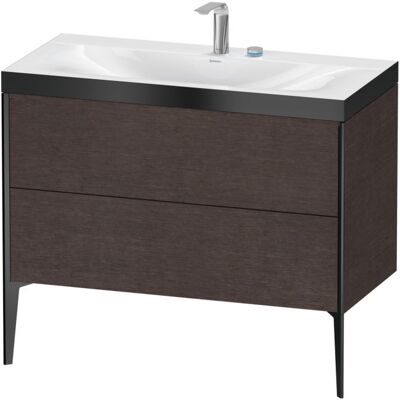 Duravit XViu Waschtisch-Set - 2 Auszüge, Schwarz Matt, Eiche Dunkel - Waschbecken & Möbel Duravit XViu Waschtisch-Set - 2 Auszüge, Schwarz Matt, Eiche Dunkel - Waschbecken & Möbel
