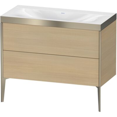 Duravit XViu Waschtisch-Unterschrank XV4711NB171P 100x48cm, 2 Auszüge, ohne Hahnloch, champagner matt, Rahmen P, mediterrane eiche Duravit XViu Waschtisch-Unterschrank XV4711NB171P 100x48cm, 2 Auszüge, ohne Hahnloch, champagner matt, Rahmen P, mediterrane eiche