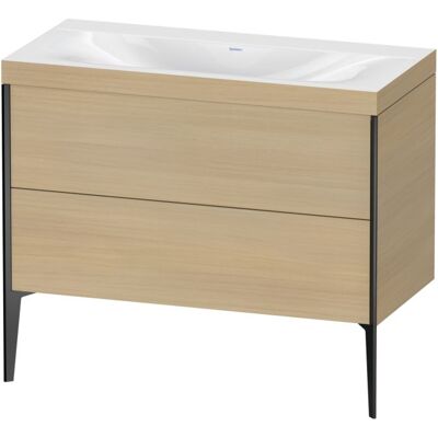 Duravit XViu Waschtisch-Unterschrank XV4711NB271C 100x48cm, 2 Auszüge, ohne Hahnloch, schwarz matt, Rahmen C, mediterrane eiche Duravit XViu Waschtisch-Unterschrank XV4711NB271C 100x48cm, 2 Auszüge, ohne Hahnloch, schwarz matt, Rahmen C, mediterrane eiche