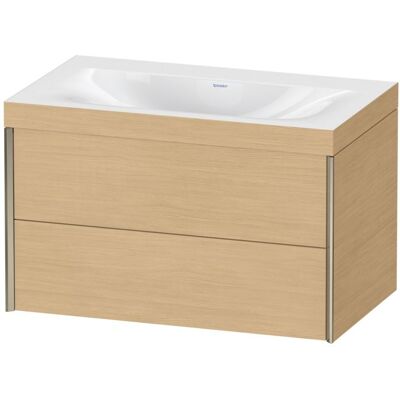 Duravit Xviu C-Bonded Wandhängendes Badezimmer-Set - Natur Eiche / Champagner Matt / Modell XV4615NB130C Duravit Xviu C-Bonded Wandhängendes Badezimmer-Set - Natur Eiche / Champagner Matt / Modell XV4615NB130C