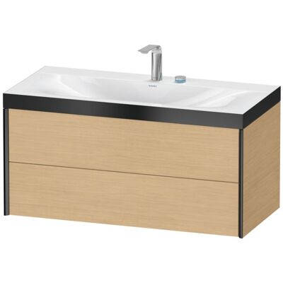 Duravit Wandmontage Eiche Natur/Profil Schwarz Matt Waschtisch-Set mit 2 Schubladen Duravit Wandmontage Eiche Natur/Profil Schwarz Matt Waschtisch-Set mit 2 Schubladen