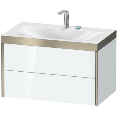 Duravit XViu Waschtisch-Unterschrank XV4615EB185P 80x48cm, 2 Schubkästen, 2 Hahnlöcher, champagner matt, Rahmen P, weiß hochglanz Duravit XViu Waschtisch-Unterschrank XV4615EB185P 80x48cm, 2 Schubkästen, 2 Hahnlöcher, champagner matt, Rahmen P, weiß hochglanz