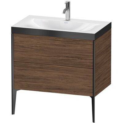 Duravit Nussbaum Dunkel / Schwarz Matt Waschtisch-Set - C-Bonded, 2 Schubladen, 80x48cm Duravit Nussbaum Dunkel / Schwarz Matt Waschtisch-Set - C-Bonded, 2 Schubladen, 80x48cm