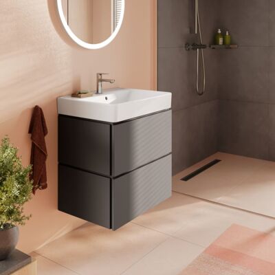 Hansgrohe Xilesa E Waschtischunterschrank 54256760 630x470mm, 2 Schubkästen, für Waschtisch, ohne PushOpen, schiefergrau matt Hansgrohe Xilesa E Waschtischunterschrank 54256760 630x470mm, 2 Schubkästen, für Waschtisch, ohne PushOpen, schiefergrau matt