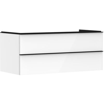 Hansgrohe Xelu Q Waschtischunterschrank 54082670 1180x485x550mm, 2 Schubkästen, weiß hochglanz, mattschwarz Hansgrohe Xelu Q Waschtischunterschrank 54082670 1180x485x550mm, 2 Schubkästen, weiß hochglanz, mattschwarz