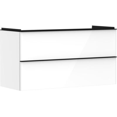 Hansgrohe Xelu Q Waschtischunterschrank 54035670 1180x605x475mm, 2 Schubladen, weiß hochglanz, mattschwarz Hansgrohe Xelu Q Waschtischunterschrank 54035670 1180x605x475mm, 2 Schubladen, weiß hochglanz, mattschwarz