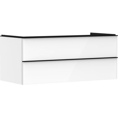 Hansgrohe Xelu Q Waschtischunterschrank 54082670 1180x485x550mm, 2 Schubkästen, weiß hochglanz, mattschwarz Hansgrohe Xelu Q Waschtischunterschrank 54082670 1180x485x550mm, 2 Schubkästen, weiß hochglanz, mattschwarz