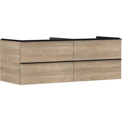 Hansgrohe Xelu Q Waschtischunterschrank - Eiche natur / Mattschwarz - 4 Schubladen Hansgrohe Xelu Q Waschtischunterschrank - Eiche natur / Mattschwarz - 4 Schubladen
