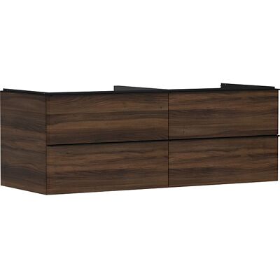 Hansgrohe Xelu Q Waschtischunterschrank - 4 Schubladen, Nussbaum Dunkel / Griff Mattschwarz - Badezimmerunterschrank Hansgrohe Xelu Q Waschtischunterschrank - 4 Schubladen, Nussbaum Dunkel / Griff Mattschwarz - Badezimmerunterschrank