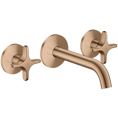 Hansgrohe AXOR One 3-Loch Waschtischarmatur 48130310 Unterputz, Ausladung 160mm, Wandmontage mit Rosetten, mit Kreuzgriff, brushed red gold Hansgrohe AXOR One 3-Loch Waschtischarmatur 48130310 Unterputz, Ausladung 160mm, Wandmontage mit Rosetten, mit Kreuzgriff, brushed red gold