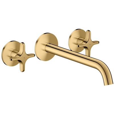 Hansgrohe AXOR One 3-Loch Wannenarmatur 48430990 Unterputz, Ausladung 220mm, für Wandmontage, mit Kreuzgriff, polished gold optic Hansgrohe AXOR One 3-Loch Wannenarmatur 48430990 Unterputz, Ausladung 220mm, für Wandmontage, mit Kreuzgriff, polished gold optic