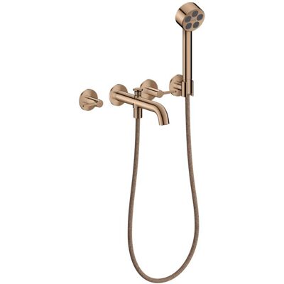 Hansgrohe AXOR One 3-Loch Wannenarmatur 48444300 Unterputz, Ausladung 220mm, mit Handbrause, mit Hebelgriff, polished red gold Hansgrohe AXOR One 3-Loch Wannenarmatur 48444300 Unterputz, Ausladung 220mm, mit Handbrause, mit Hebelgriff, polished red gold