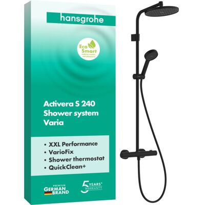 Hansgrohe Activera S Duschsystem 240 1jet 28078670 EcoSmart mit Ecostat Fine Varia Thermostat, wassersparend 8 l/min, schwarz matt Hansgrohe Activera S Duschsystem 240 1jet 28078670 EcoSmart mit Ecostat Fine Varia Thermostat, wassersparend 8 l/min, schwarz matt