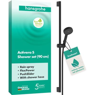 Hansgrohe Activera S Duschset 95 28042670 1 Strahlart wassersparend mit Duschstange 90 cm, schwarz matt Hansgrohe Activera S Duschset 95 28042670 1 Strahlart wassersparend mit Duschstange 90 cm, schwarz matt