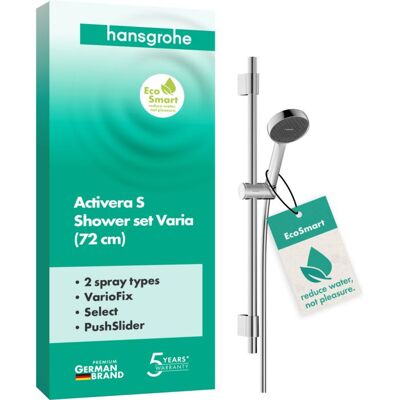 Hansgrohe Activera Select S Duschset 28048000 2 Strahlarten wassersparend mit Duschstange Varia, Ø 95mm, Ausführung 72, chrom Hansgrohe Activera Select S Duschset 28048000 2 Strahlarten wassersparend mit Duschstange Varia, Ø 95mm, Ausführung 72, chrom