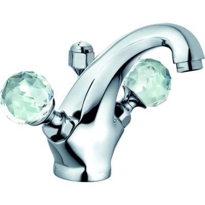 Kludi 1926 Waschtisch-Zweigriff-Armatur 5101005G5 hoher Auslauf, Kristallgriffe, mit Ablaufgarnitur, chrom Kludi 1926 Waschtisch-Zweigriff-Armatur 5101005G5 hoher Auslauf, Kristallgriffe, mit Ablaufgarnitur, chrom