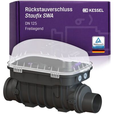 KESSEL Rückstauverschluss Staufix SWA DN 125 73125.10 freiliegend, für fäkalienfreies Abwasser, 2 mechanische Rückstauklappen, Notverschluss, EN 13564 KESSEL Rückstauverschluss Staufix SWA DN 125 73125.10 freiliegend, für fäkalienfreies Abwasser, 2 mechanische Rückstauklappen, Notverschluss, EN 13564