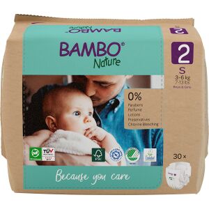 Bambo® Nature Windeln, Größe 2, 3 - 6 kg, Umweltfreundliche Windeln für ein besonders weiches Tragegefühl, 1 Packung = 30 Windeln