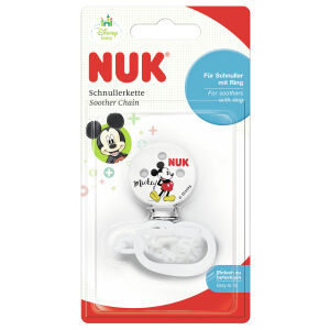 NUK Disney Mickey Mouse Saugerkette, Schnullerkette mit Clip, 1 Stück, farbig sortiert