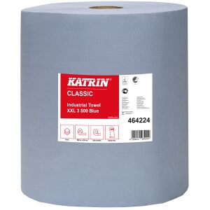 Metsä Tissue KATRIN Putztuchrolle, 38x36 cm, 3-lagig, blau, Hochwertiges und stabiles Tissue-Wischtuch, ½ Palette = 15 Pakete = 30 Rollen