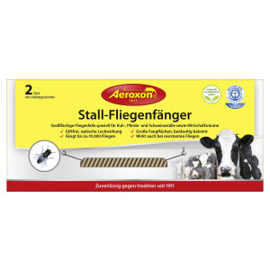 Aeroxon Insect Control GmbH Aeroxon® Stall-Fliegenfänger, Speziell zur Fliegenbekämpfung im Stall entwickelte insektizidfreie Klebefalle, 1 Packung = 2 Stück inkl. 4 Aufhängeschnüren