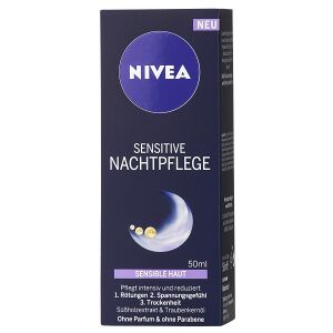 Beiersdorf AG NIVEA Face Sensitive Nachtpflege, Regeneriert und befreit die Haut im Schlaf sanft von Strapazen des Tages , 50 ml - Tube