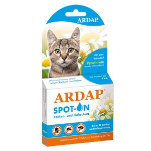 ARDAP CARE GMBH ARDAP Spot-On Zecken- und Flohschutz für Katzen, Mit Wirkstoffen aus der Natur, 1 Set = 3 x 0,4 ml, bis 4 kg