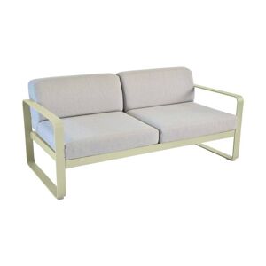 Fermob Bellevie 2-Sitzer Sofa mit flanellgrauem Kissen lindgrün