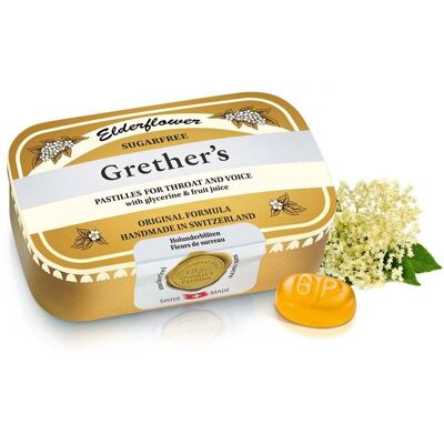 Grethers Holunderblüten Pastillen - Zuckerfrei - Halsschmerzen Linderung Grethers Holunderblüten Pastillen - Zuckerfrei - Halsschmerzen Linderung