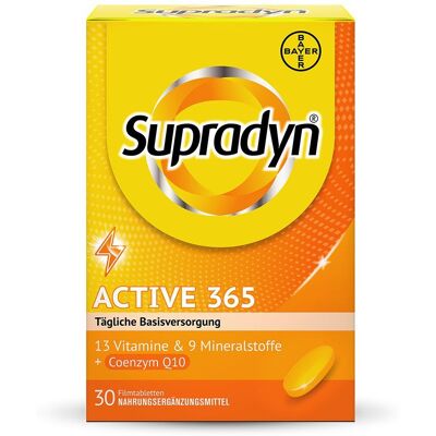 Supradyn® Active 365 Filmtabletten Multivitaminpräparat für die tägliche Versorgung mit Vitaminen und Mineralstoffen 30 St 30 St Filmtabletten Supradyn® Active 365 Filmtabletten Multivitaminpräparat für die tägliche Versorgung mit Vitaminen und Mineralstoffen 30 St 30 St Filmtabletten