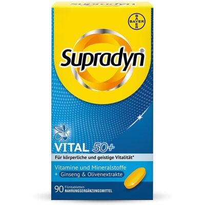 Supradyn® Vital 50+ Filmtabletten Multivitaminpräparat für körperliche und geistige Vitalität ab 50 Jahren 90 St 90 St Filmtabletten Supradyn® Vital 50+ Filmtabletten Multivitaminpräparat für körperliche und geistige Vitalität ab 50 Jahren 90 St 90 St Filmtabletten