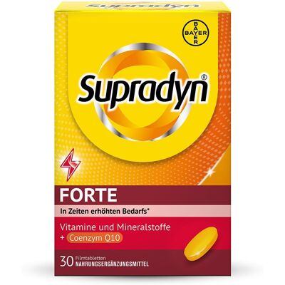 Supradyn® Forte Filmtabletten Multivitaminpräparat zur Verringerung von Müdigkeit und Erschöpfung 30 St 30 St Filmtabletten Supradyn® Forte Filmtabletten Multivitaminpräparat zur Verringerung von Müdigkeit und Erschöpfung 30 St 30 St Filmtabletten