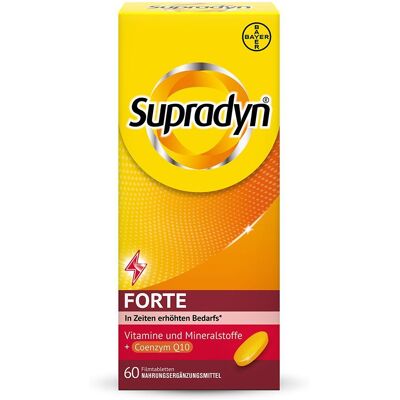 Supradyn® Forte Filmtabletten Multivitaminpräparat zur Verringerung von Müdigkeit und Erschöpfung 60 St 60 St Filmtabletten Supradyn® Forte Filmtabletten Multivitaminpräparat zur Verringerung von Müdigkeit und Erschöpfung 60 St 60 St Filmtabletten