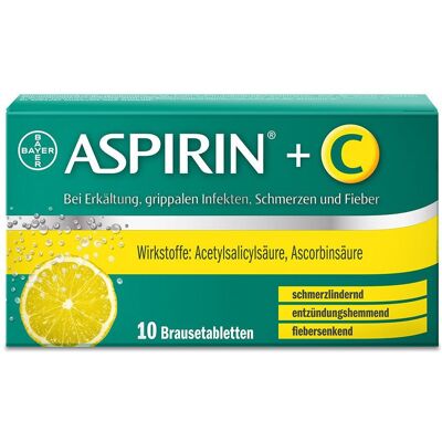 Aspirin® +C Brausetabletten bei Erkältung, grippalen Infekten, Schmerzen und Fieber 10 St 10 St Brausetabletten Aspirin® +C Brausetabletten bei Erkältung, grippalen Infekten, Schmerzen und Fieber 10 St 10 St Brausetabletten