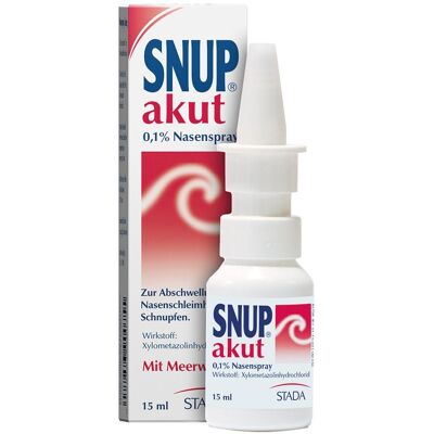 Snup® akut 0,1% Nasenspray, plus Meerwasser, ohne Konservierungsstoffe Nasenspray 15 ml 15 ml Nasenspray Snup® akut 0,1% Nasenspray, plus Meerwasser, ohne Konservierungsstoffe Nasenspray 15 ml 15 ml Nasenspray