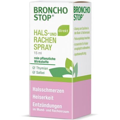Bronchostop® Thymian Salbei Hals- und Rachenspray - Jetzt 10% sparen mit dem Code bronchostop10* Mundspray 15 ml 15 ml Mundspray Bronchostop® Thymian Salbei Hals- und Rachenspray - Jetzt 10% sparen mit dem Code bronchostop10* Mundspray 15 ml 15 ml Mundspray